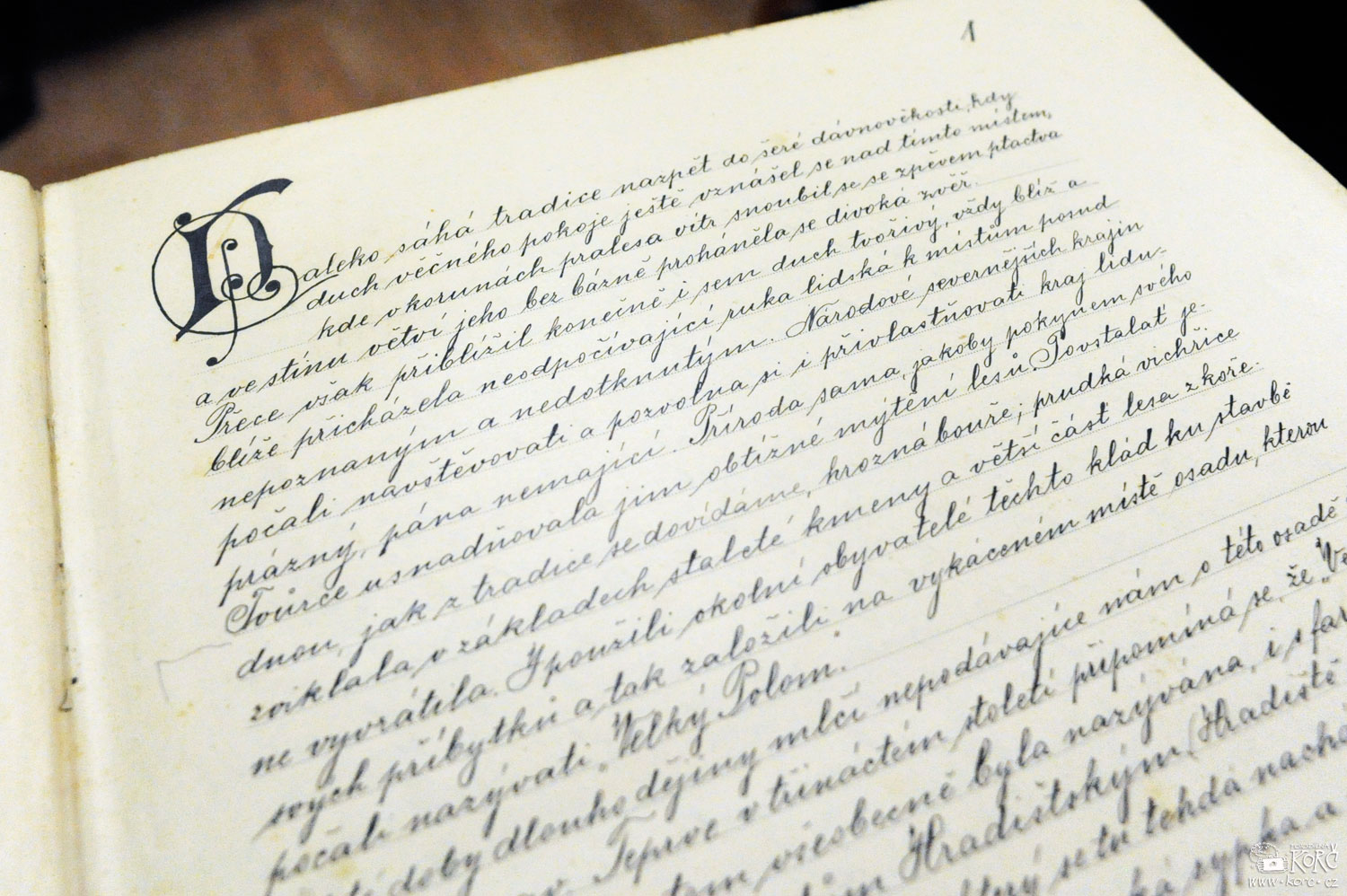    první list z&nbsp;farní kroniky ve Velké Polomi   